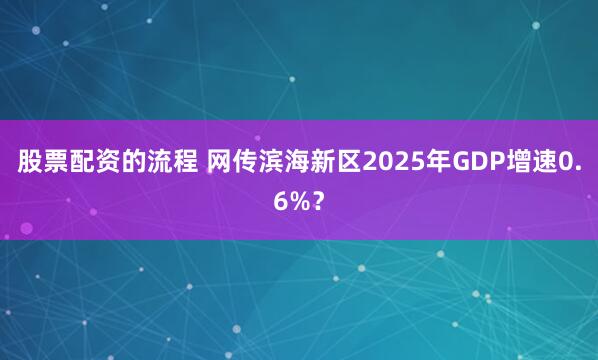 股票配资的流程 网传滨海新区2025年GDP增速0.6%？